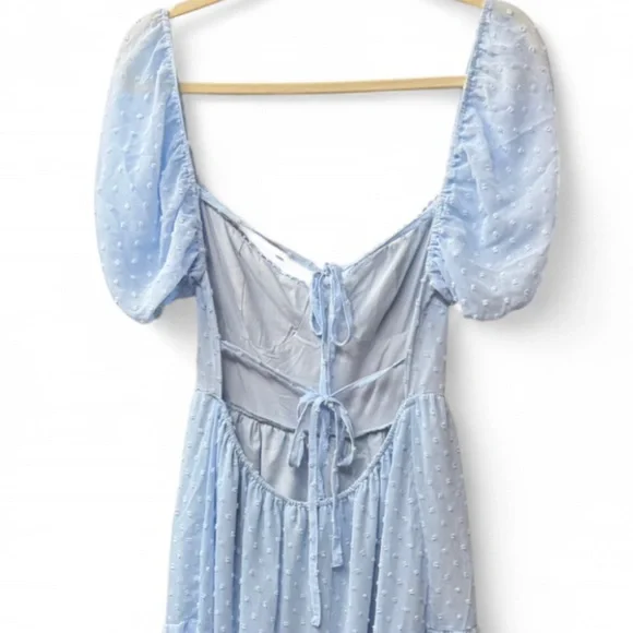 SHEIN Light Blue Midi Dress with Puff Sleeves - Picture 9 of 9